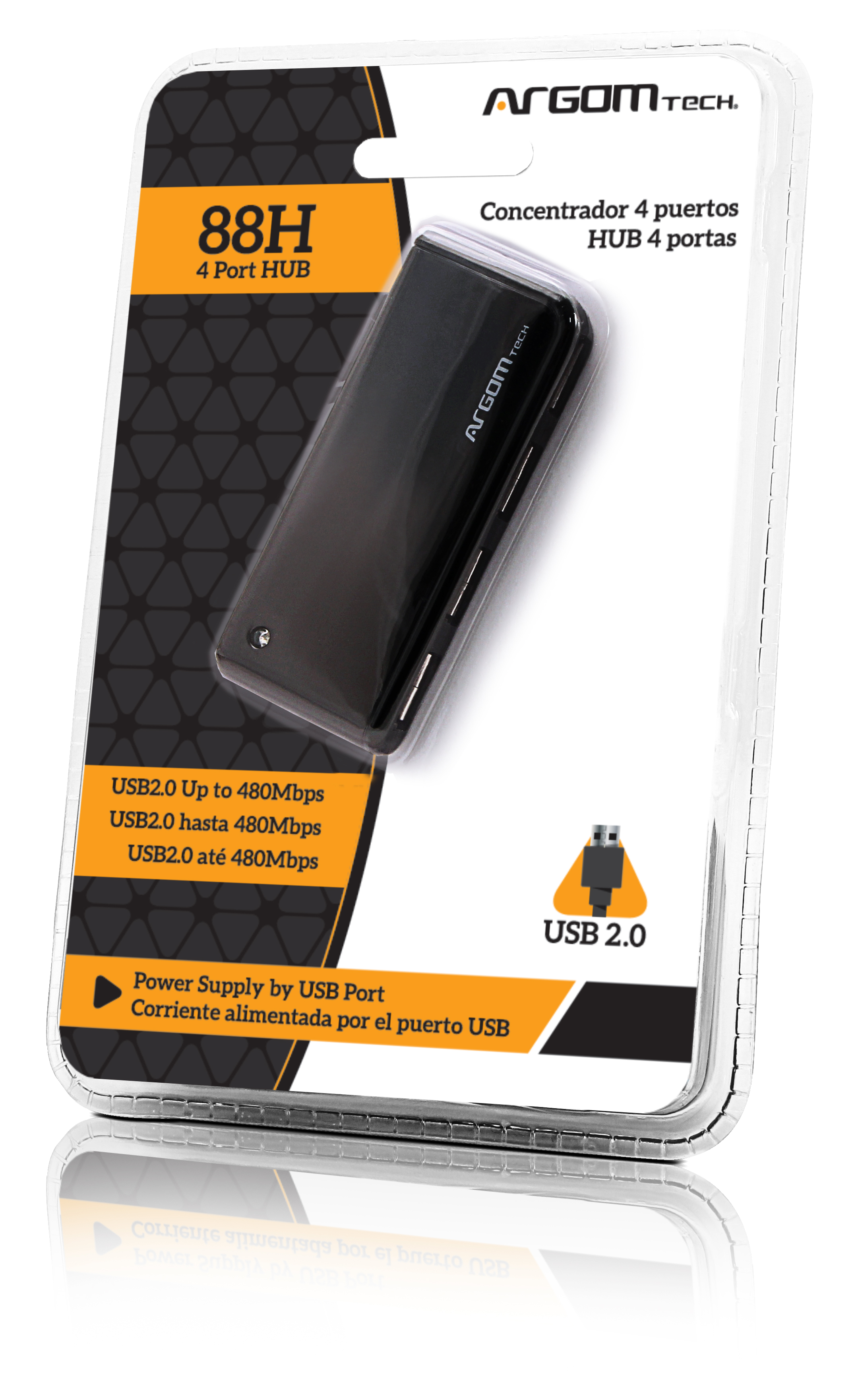 MINI HUB ARGOM UNIVERSAL DE 4 PUERTOS USB 2.0