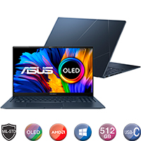 Notebook Asus Zenbook 15,6'' Oled Ryzen 7 16gb 512gb W11