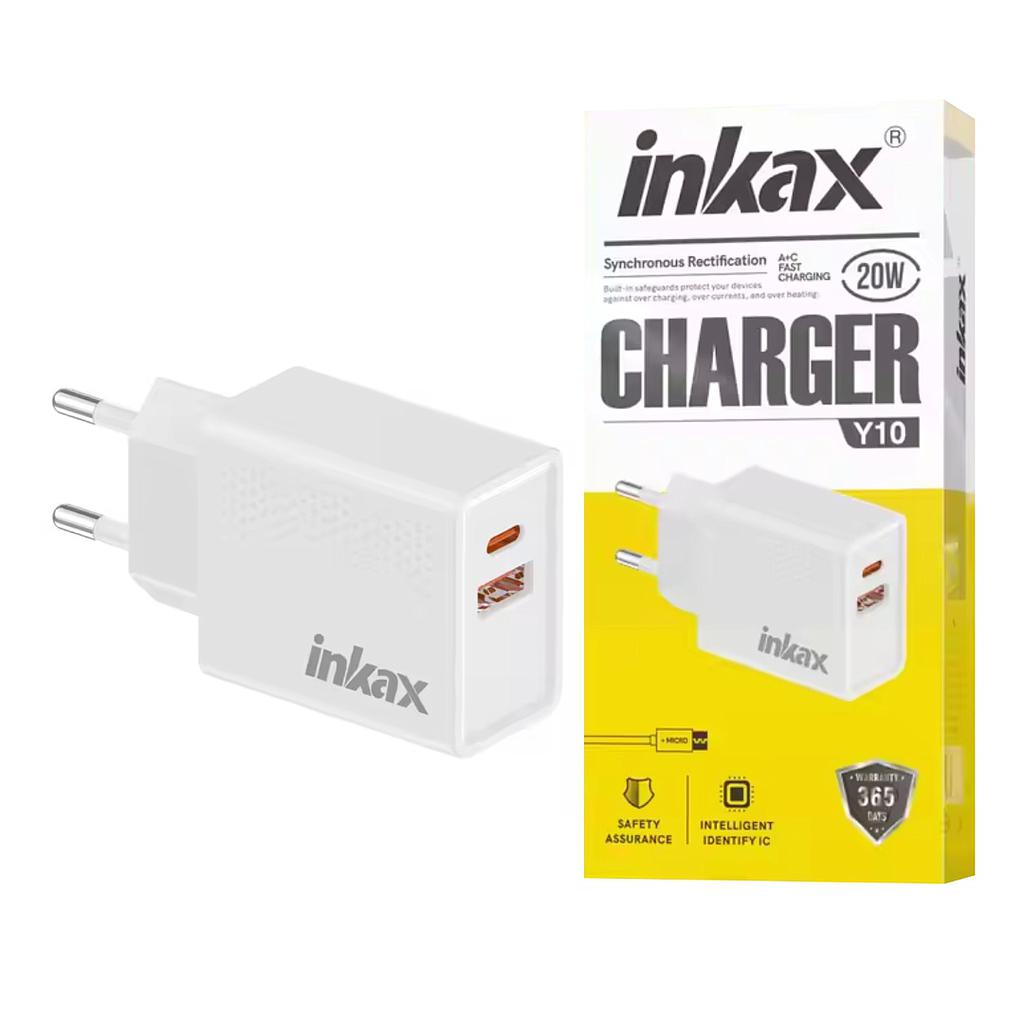Cargador Inkax USB-A+C QC3.0 20w blanco