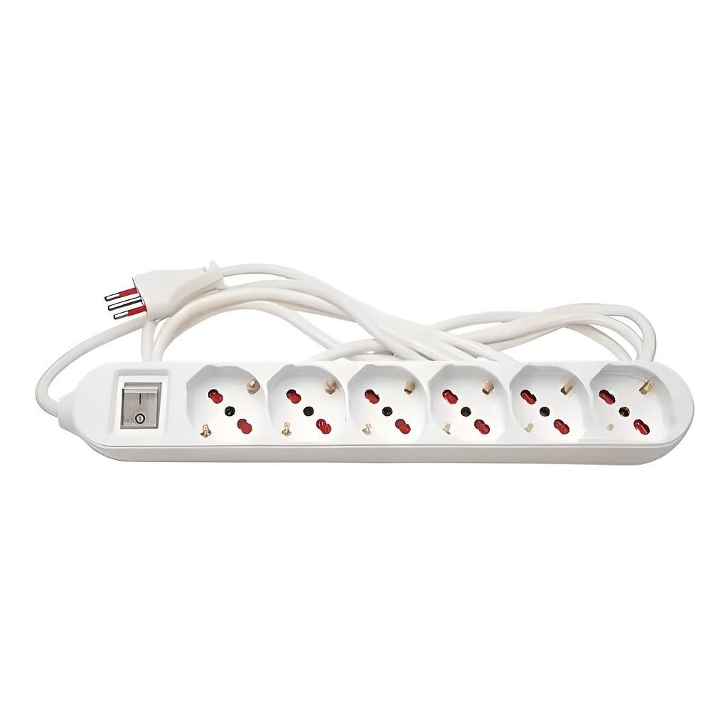 Alargue Conatel 5m 6xSchuko 2500W Blanco