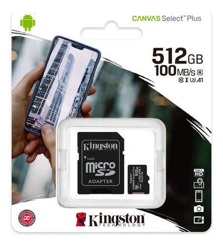 Memoria Kingston MicroSD 512GB Canvas Select Plus clase 10