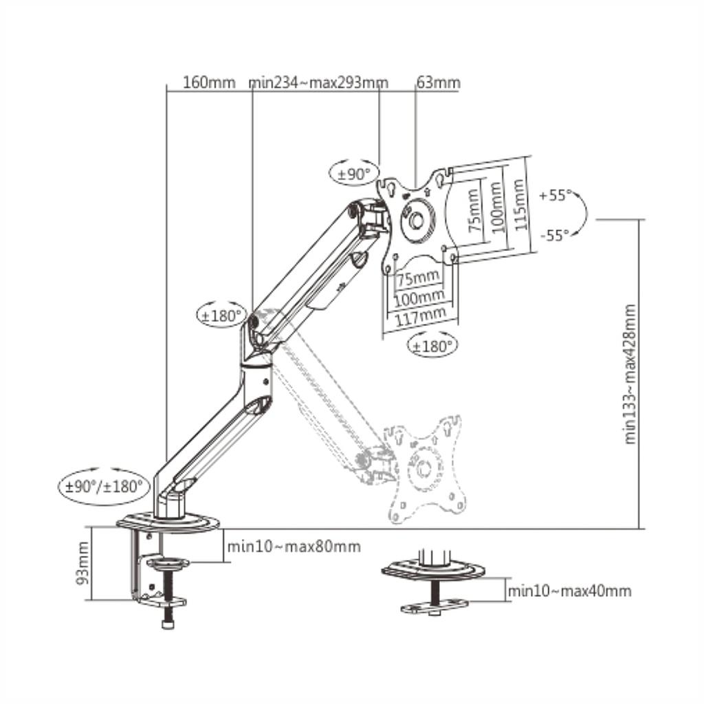 Soporte brazo para monitor hasta 32''