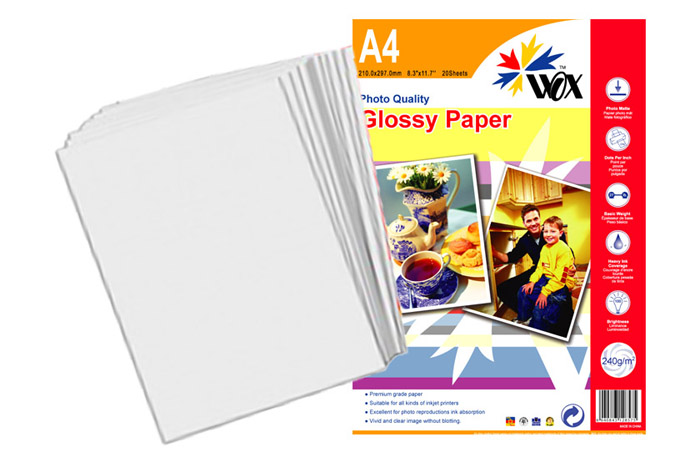 Papel wox glossy fotográfico a4 240grs. X 20 uds.