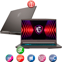 Notebook Gamer Msi 15,6'' Ryzen 5 16gb 512gb Win11 Rtx4060