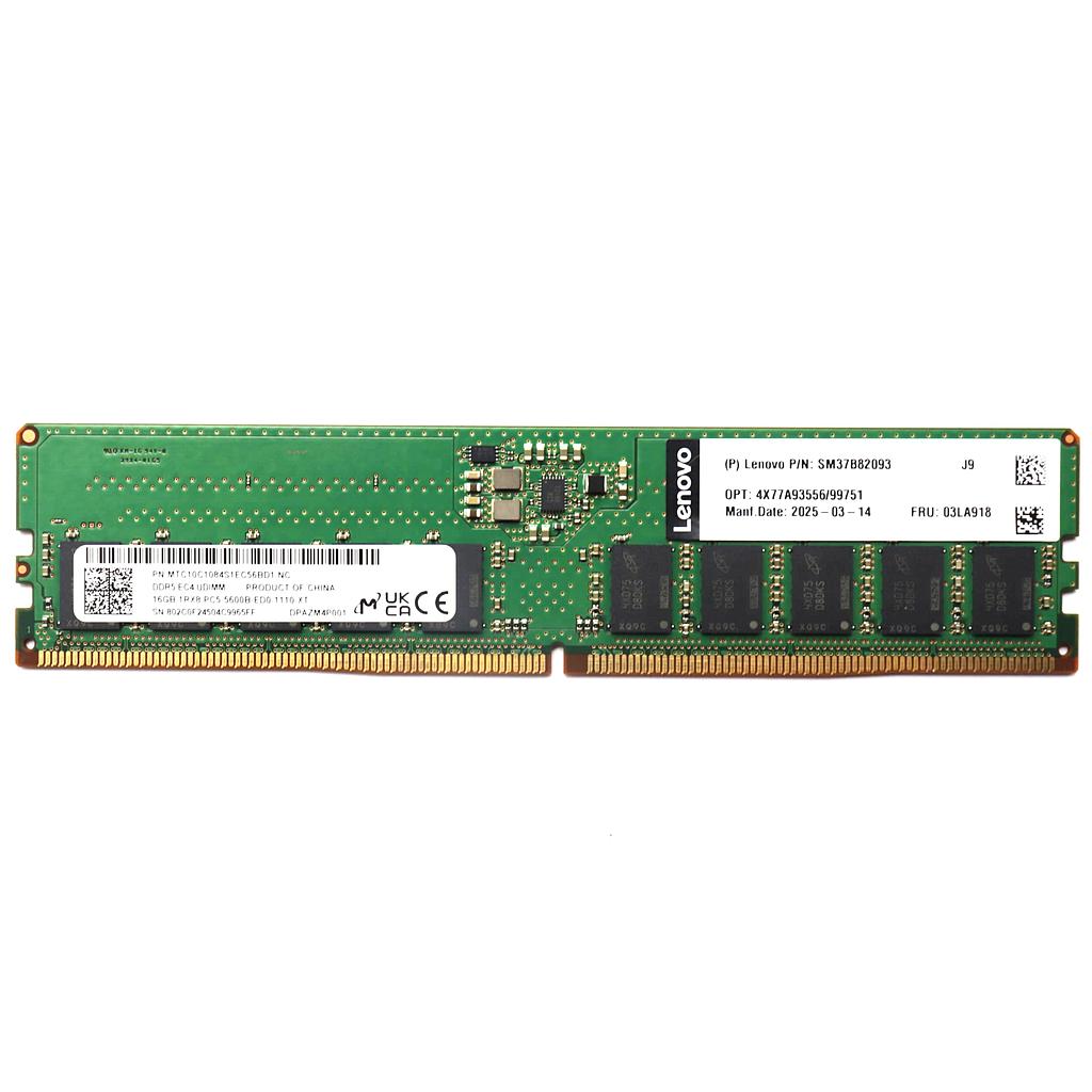 THINKSYSTEM 16GB TRUDDR5 5600MHZ (1RX8) ECC UDIMM-A ST45V3