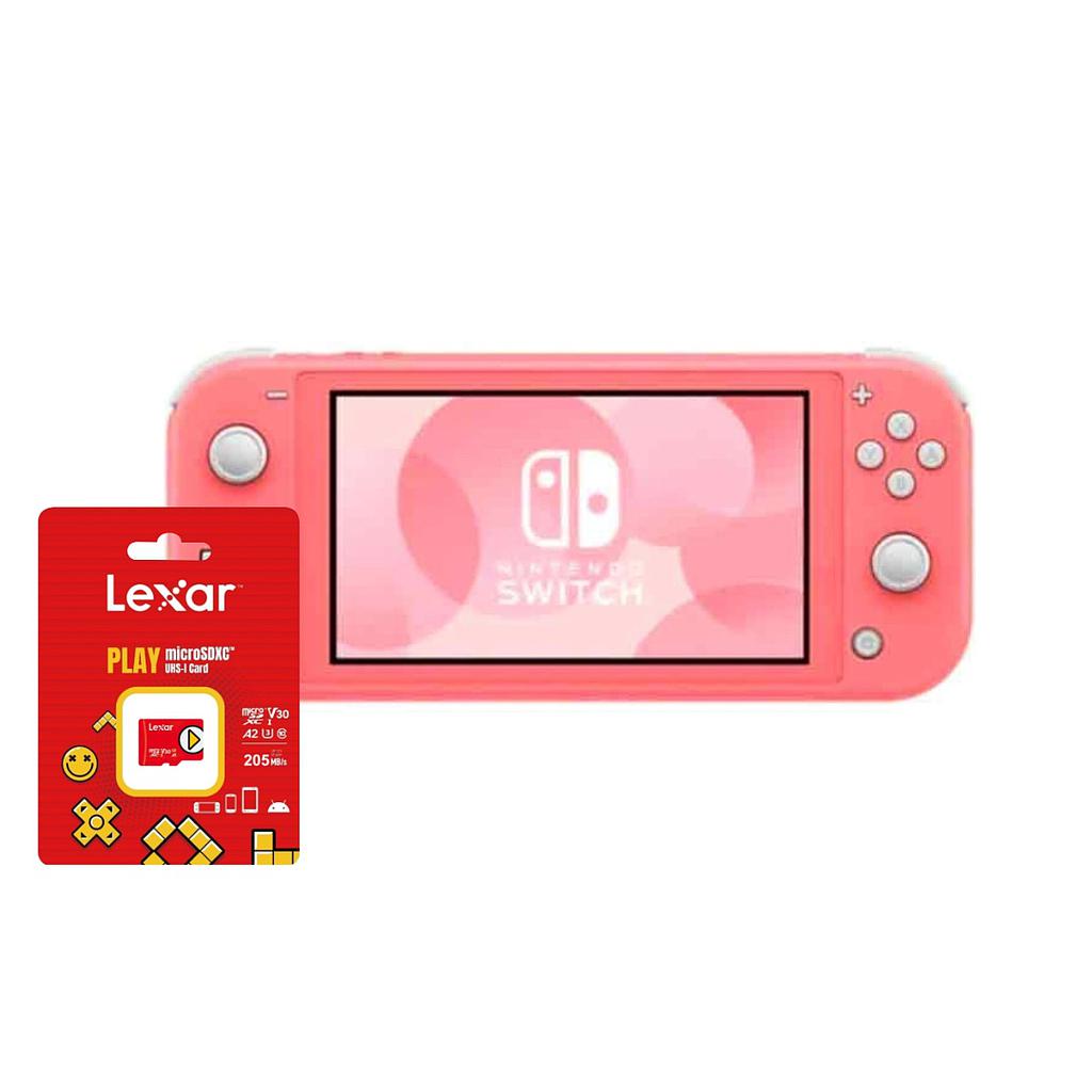 Combo Consola Nintendo Switch Lite Pantalla 5.5" HD 256GB microSD Rosado